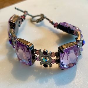 Stunning art nouveau bracelet. Crystal, silver